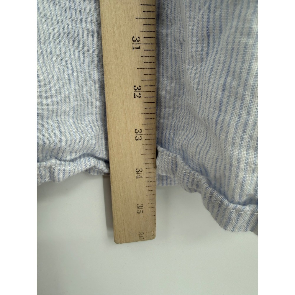 Tahari Dress Womens Medium Blue Striped 100% Linen Short Sleeve Button Up Beach - Picture 7 of 8